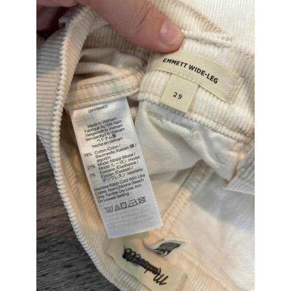 NWOT Madewell Emmett 2.0 Wide-Leg Pants in Corduroy Antique Cream Size 29 - Picture 6 of 7